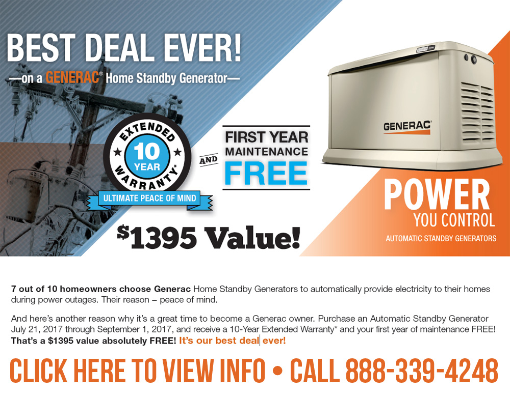 Best Deal Ever On a GENERAC Home Standby Generator!