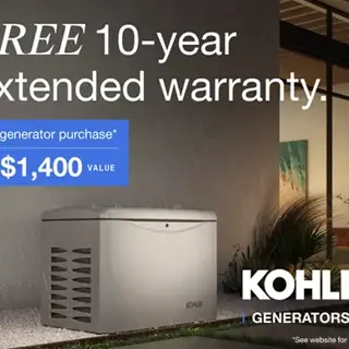 Kohler FREE 10-Year Extended Warranty