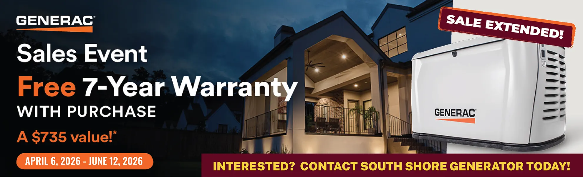 Generac Sales Event - Free 7-Year Warranty with Generator Purchase - MA