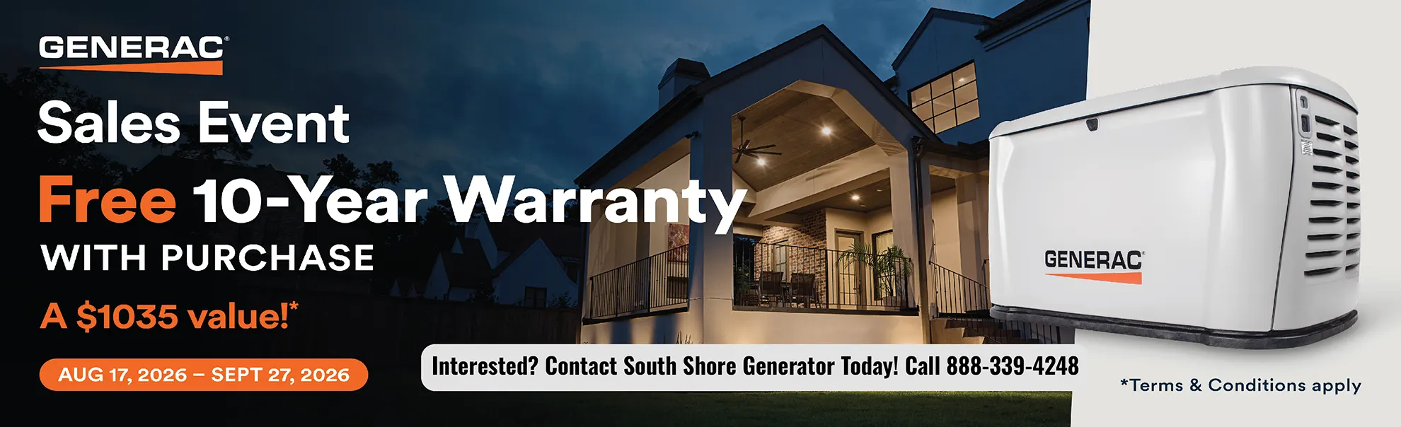 Generac Summer Sales Event - FREE 10-Year Extended Warranty with Purchase
