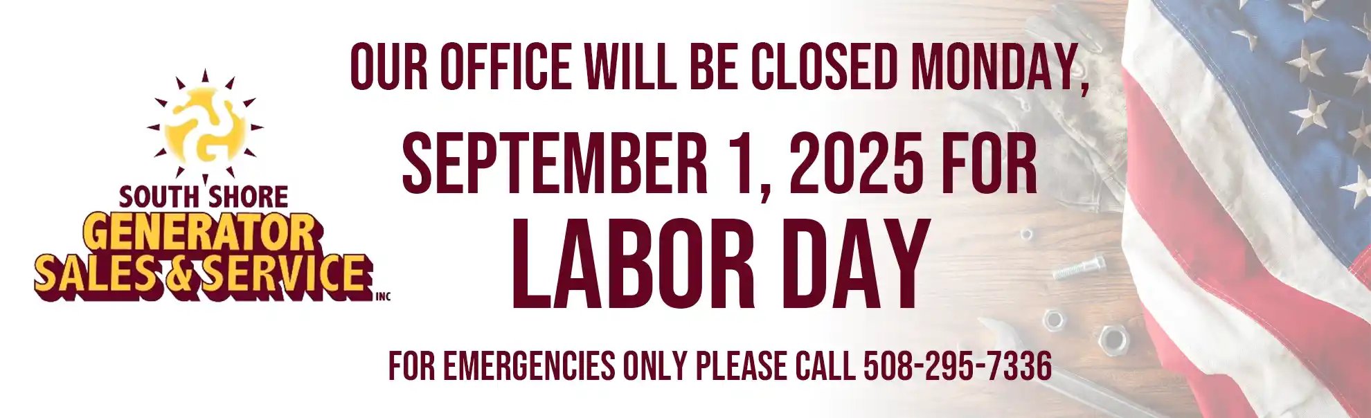 We are closed on Monday, September 1st for Labor Day.